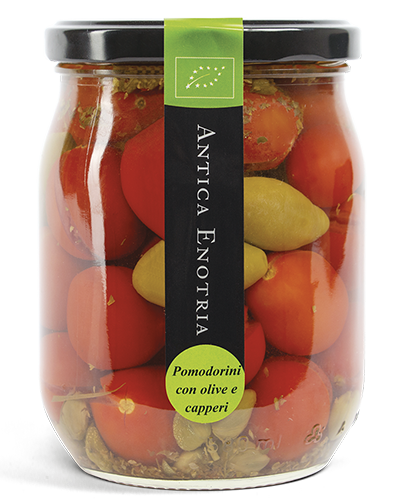 Tomates cerises aux olives et aux câpres