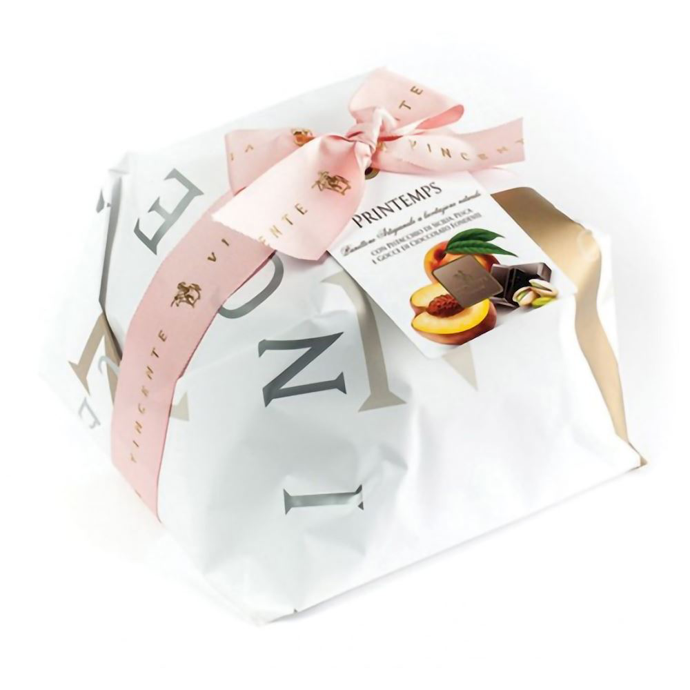 Panettone Primavera artisanal de Sicile pistache, pêche et chocolat