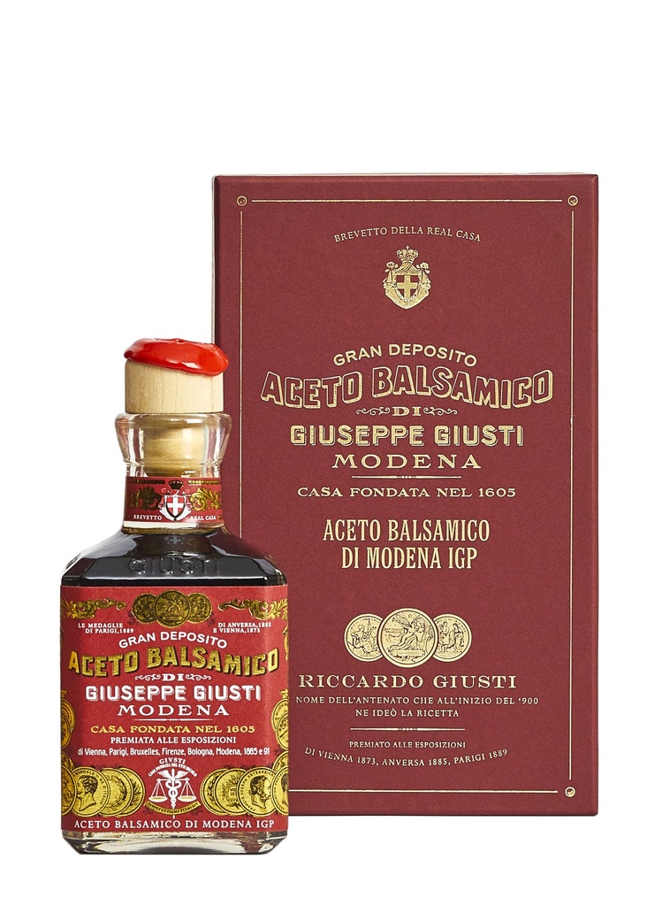 Giusti Vinaigre Balsamique de Modène IGP 3 Médailles d'Or  250ml Cubica avec boite cadeau