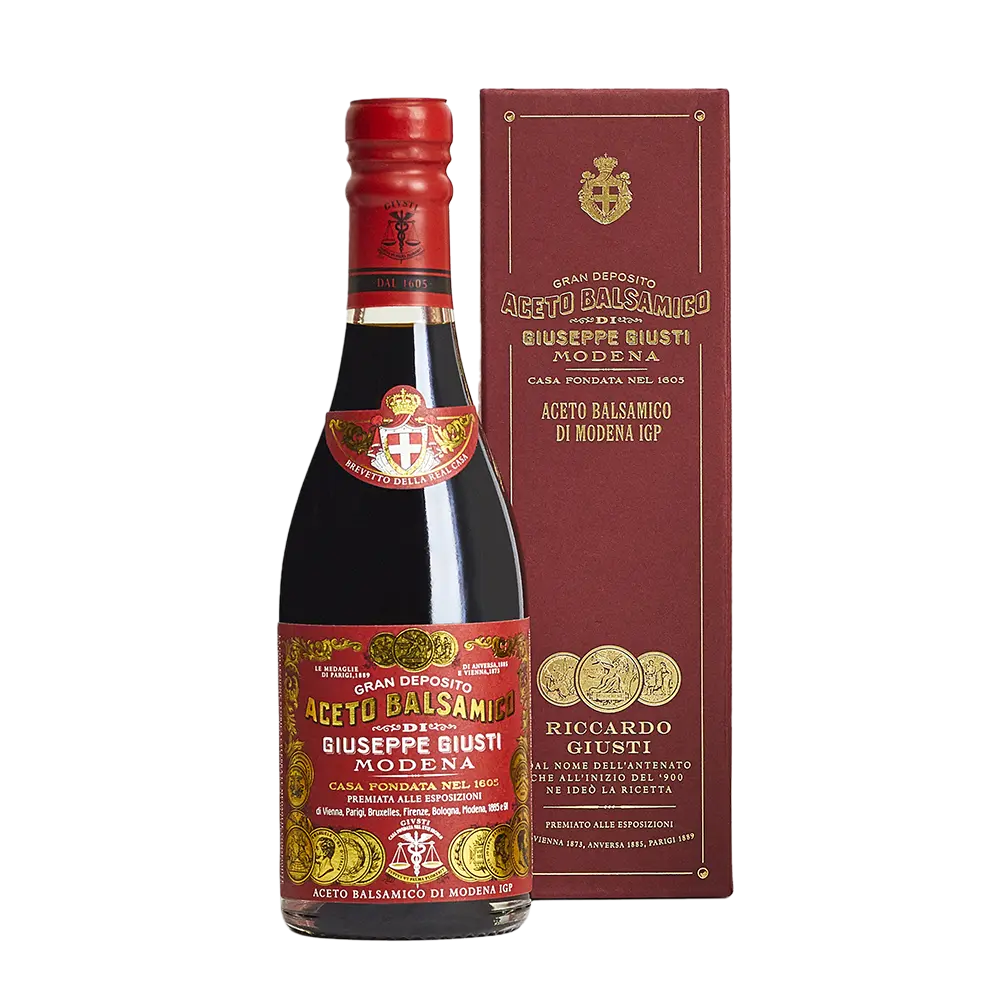 Giusti Vinaigre Balsamique de Modène IGP 3 Médailles d'Or 250 ml champagnotta avec boite cadeau