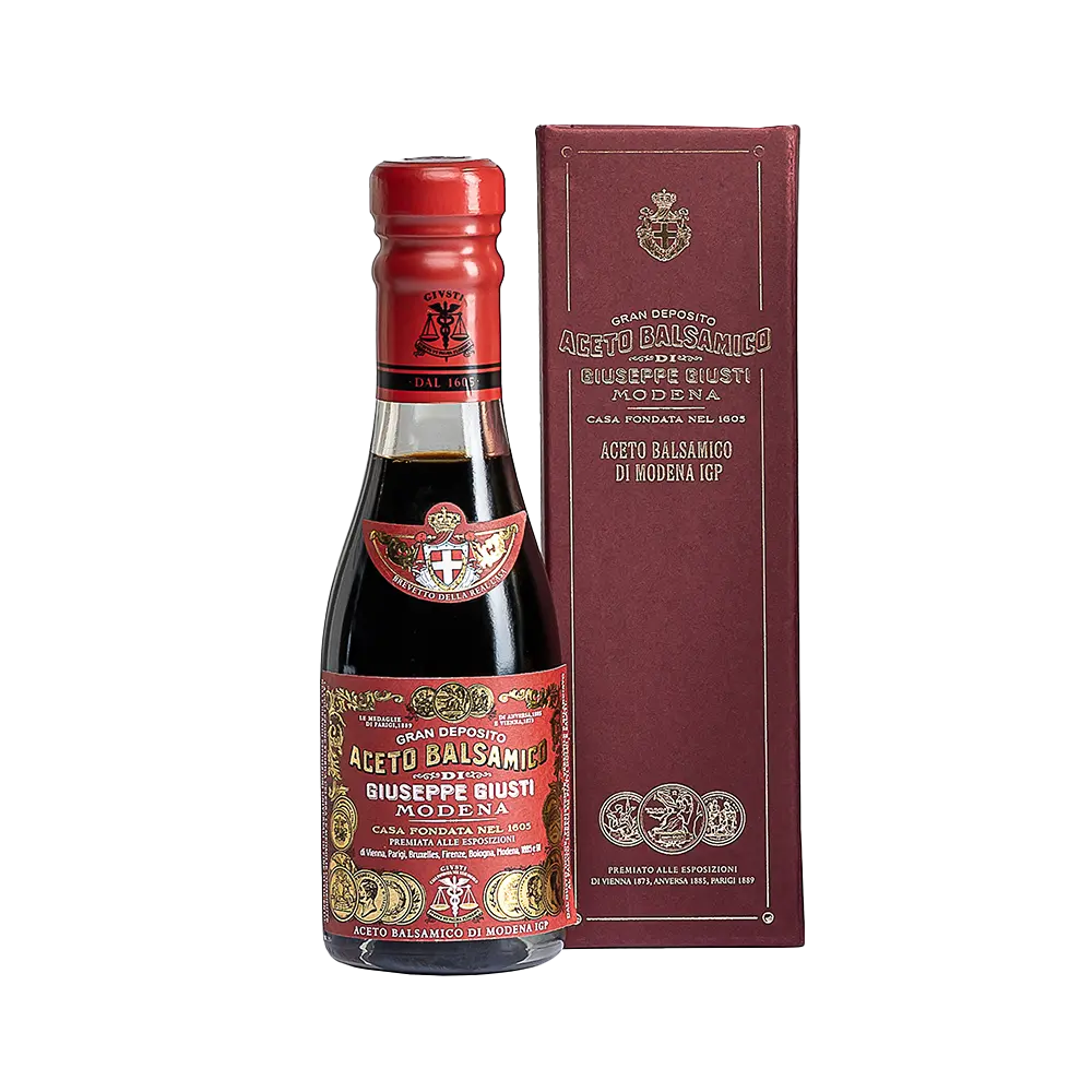 Giusti Vinaigre Balsamique de Modène IGP 3 Médailles d'Or   100ml champagnottina avec boite cadeau