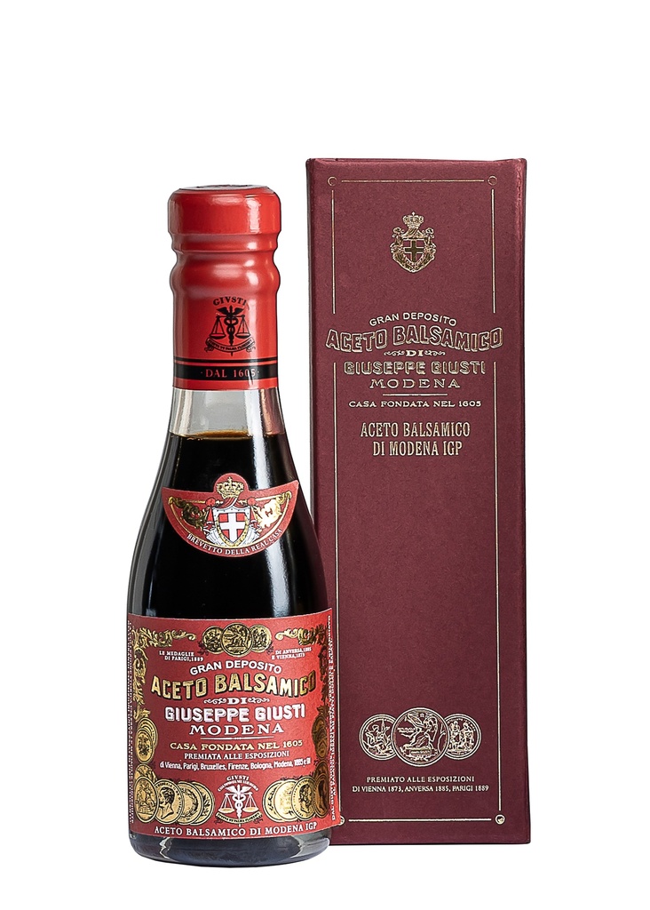 Giusti Vinaigre Balsamique de Modène IGP 3 Médailles d'Or   100ml champagnottina avec boite cadeau