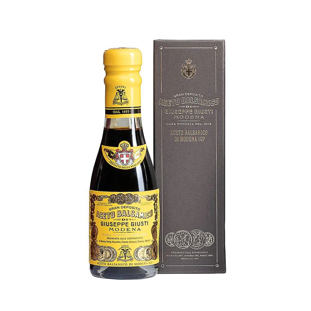 Giusti Vinaigre Balsamique de Modène IGP 4 Médailles d'Or  100ml Champagnottina avec boite cadeau 